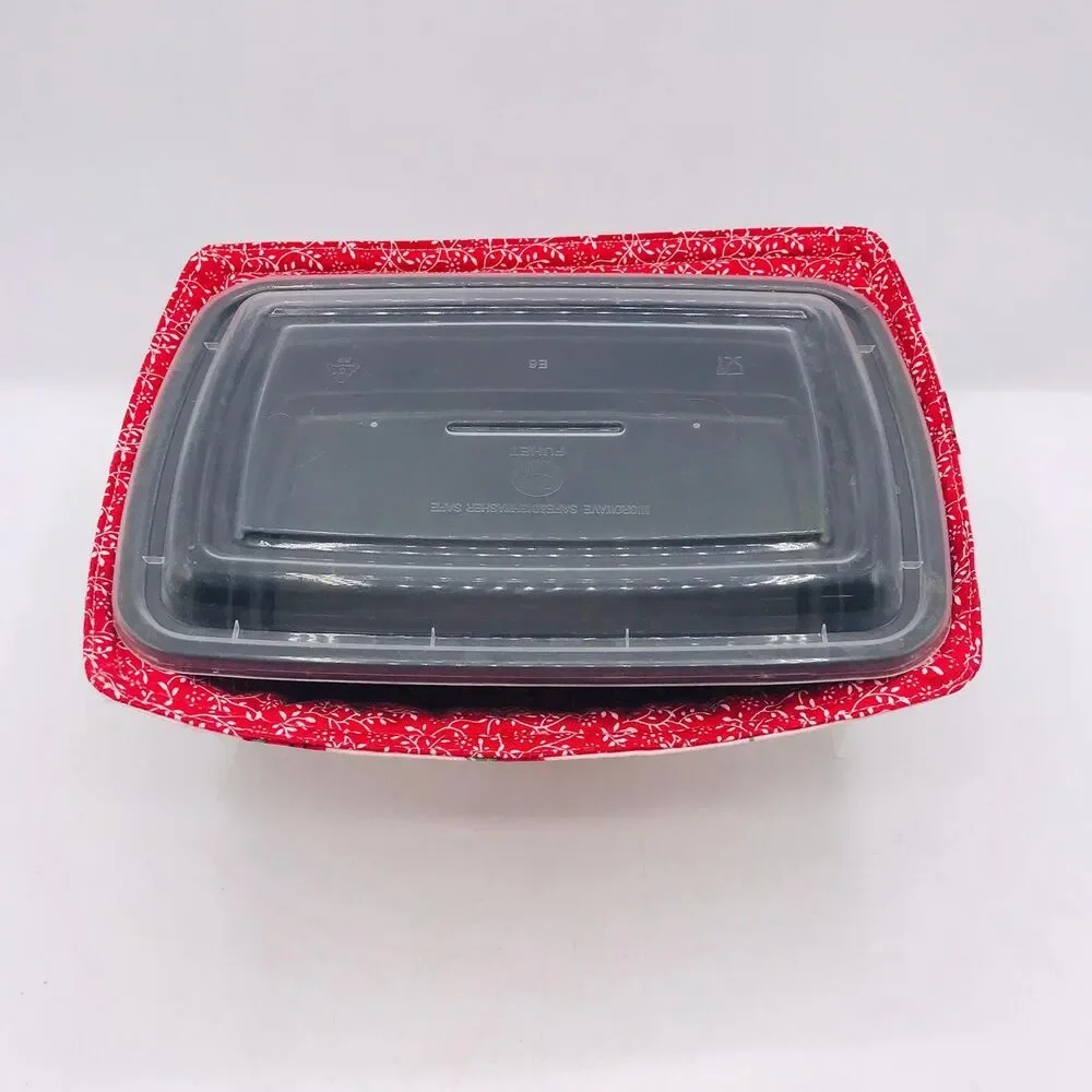 Reversible Microwave Cozie For Takeout Containers Cottage Core Strawberry Fabric